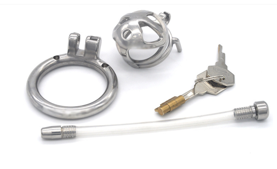 Stainless Steel Male Chastity Device with Urethral Catheter – Creative Hollow Design for Sensory Play
