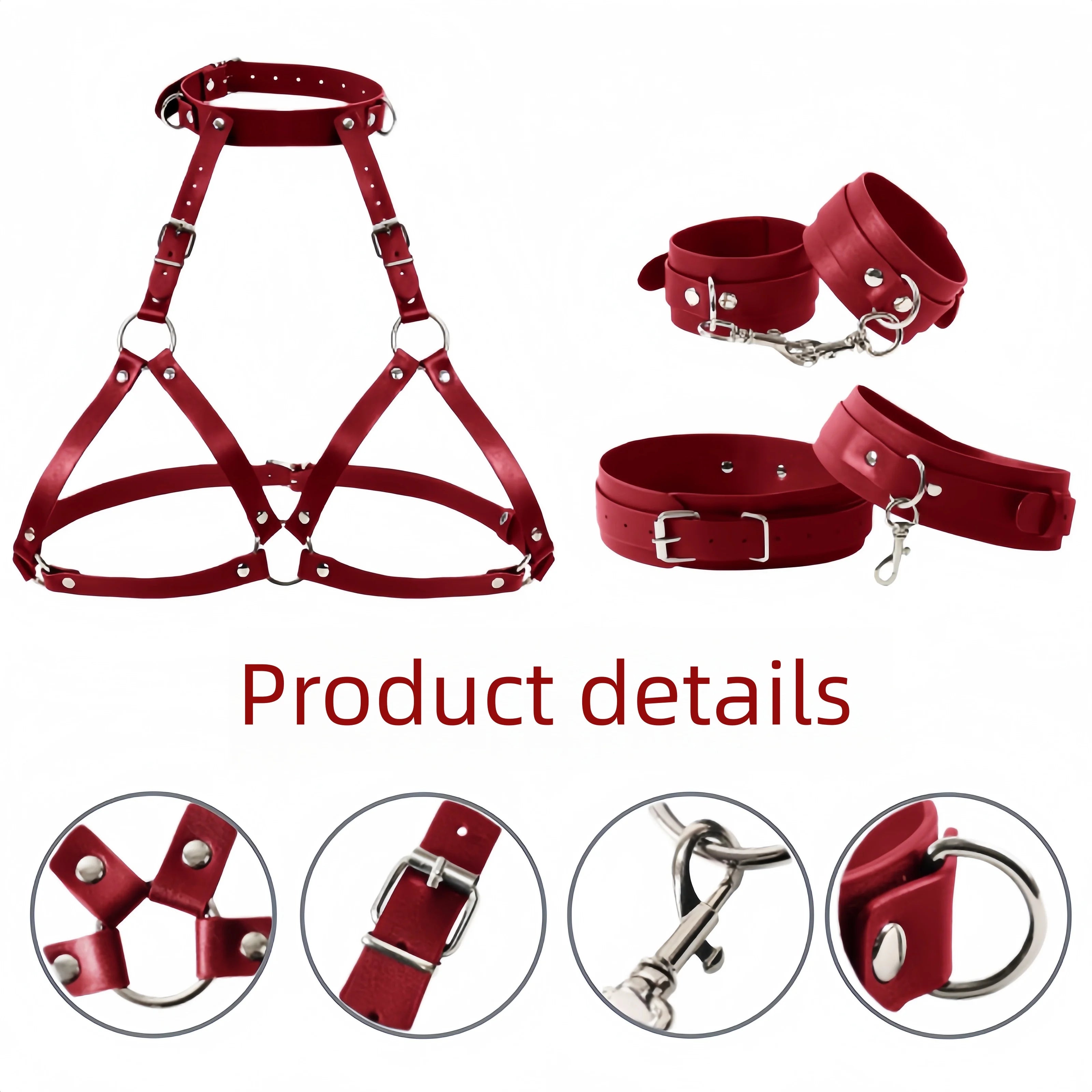 SM Sexy Lingerie Women's Sexy Leather Leakage Bra with Handcuffs Multiple Styles Bondage Restraint Training, Wearing Harness