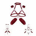 SM Sexy Lingerie Women's Sexy Leather Leakage Bra with Handcuffs Multiple Styles Bondage Restraint Training, Wearing Harness
