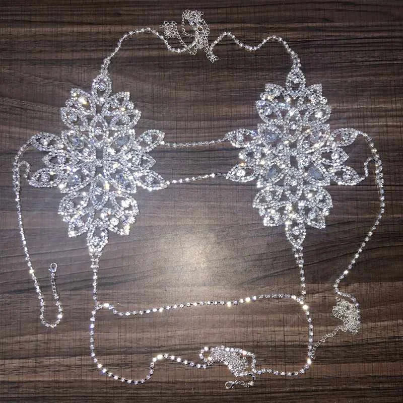 Sexy Rhinestone Crystal Lingerie Set – 2-Piece Body Chain Bra & Panty for Women