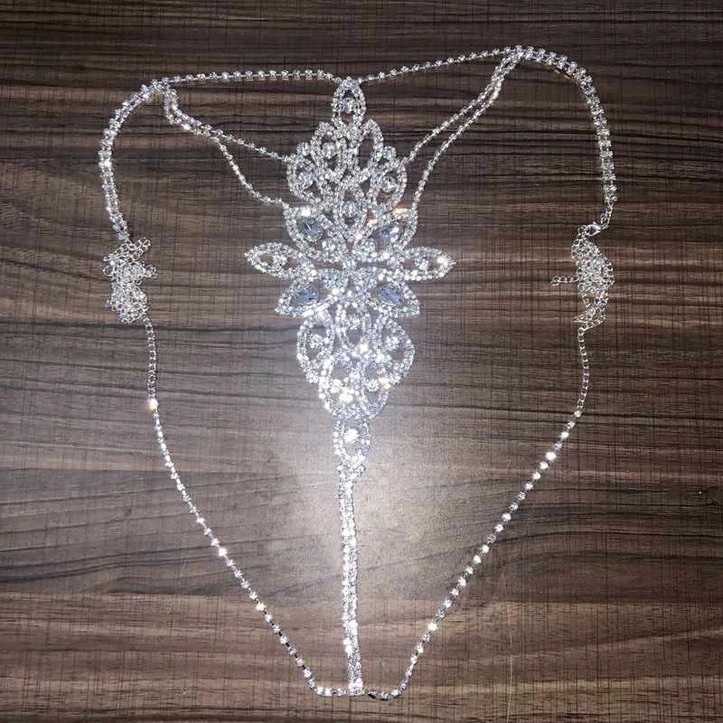 Sexy Rhinestone Crystal Lingerie Set – 2-Piece Body Chain Bra & Panty for Women
