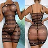 Sexy Fishnet Mesh Lingerie Skirt – Sheer Hollow-Out Half Slip with Rhinestone Accents