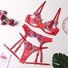 Sexy Sheer Embroidered Lingerie Set – Royal Blue Floral Design for Women (S–XL)
