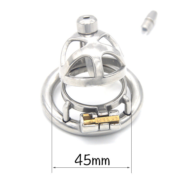 Stainless Steel Male Chastity Device with Urethral Catheter – Creative Hollow Design for Sensory Play