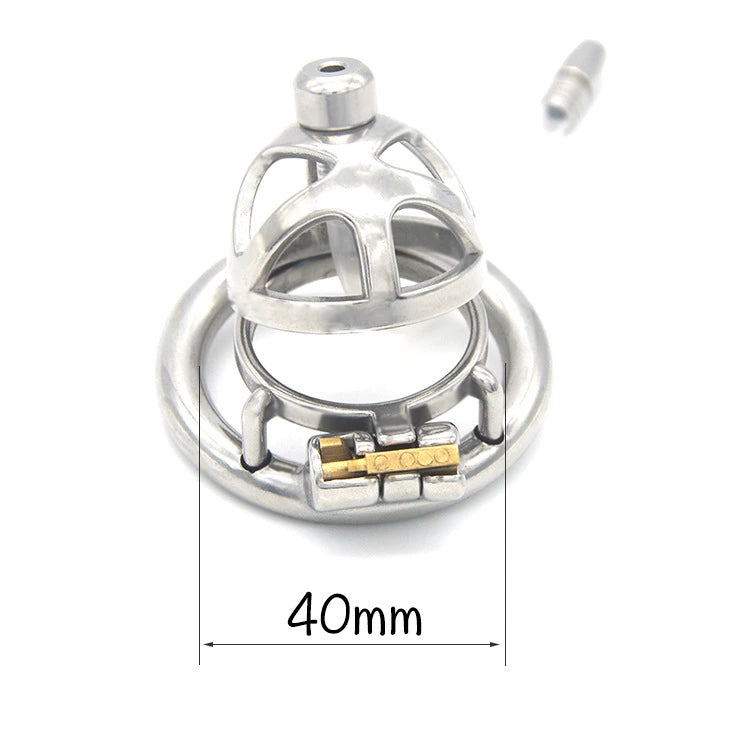 Stainless Steel Male Chastity Device with Urethral Catheter – Creative Hollow Design for Sensory Play