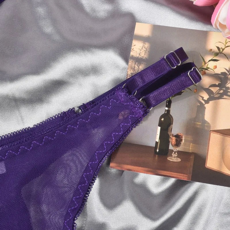 Plus Size Stylish Lingerie Set Women's Hollow Out Bra and Panty Set Elegant Underwear